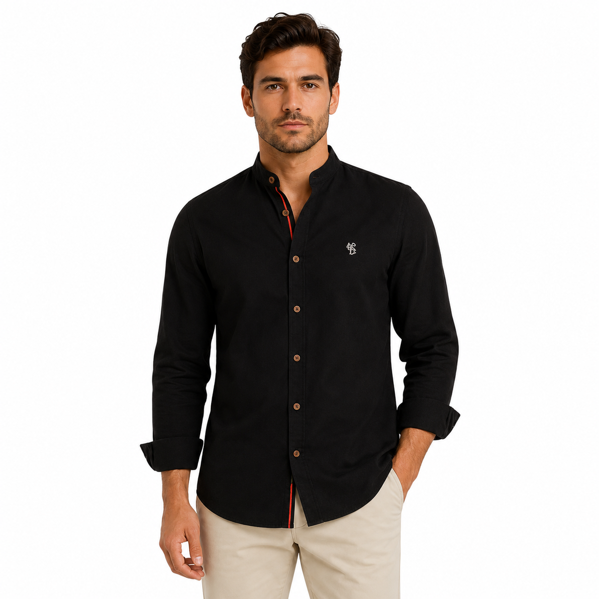 Men's Long Sleeve Stand Collar Casual Shirt