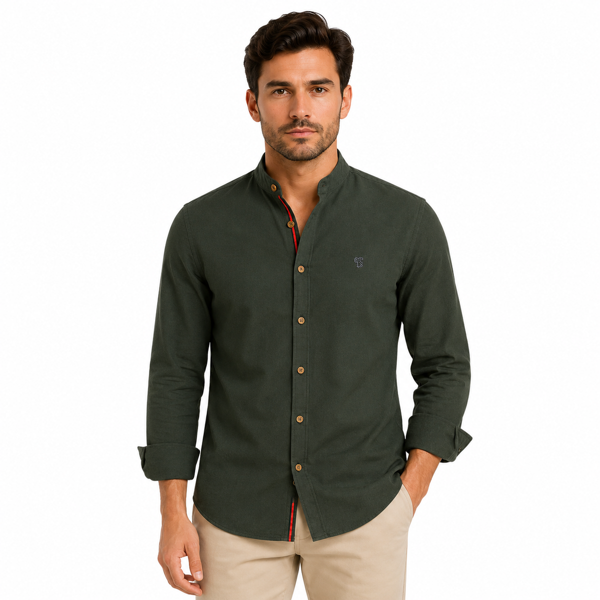 Men's Long Sleeve Stand Collar Casual Shirt