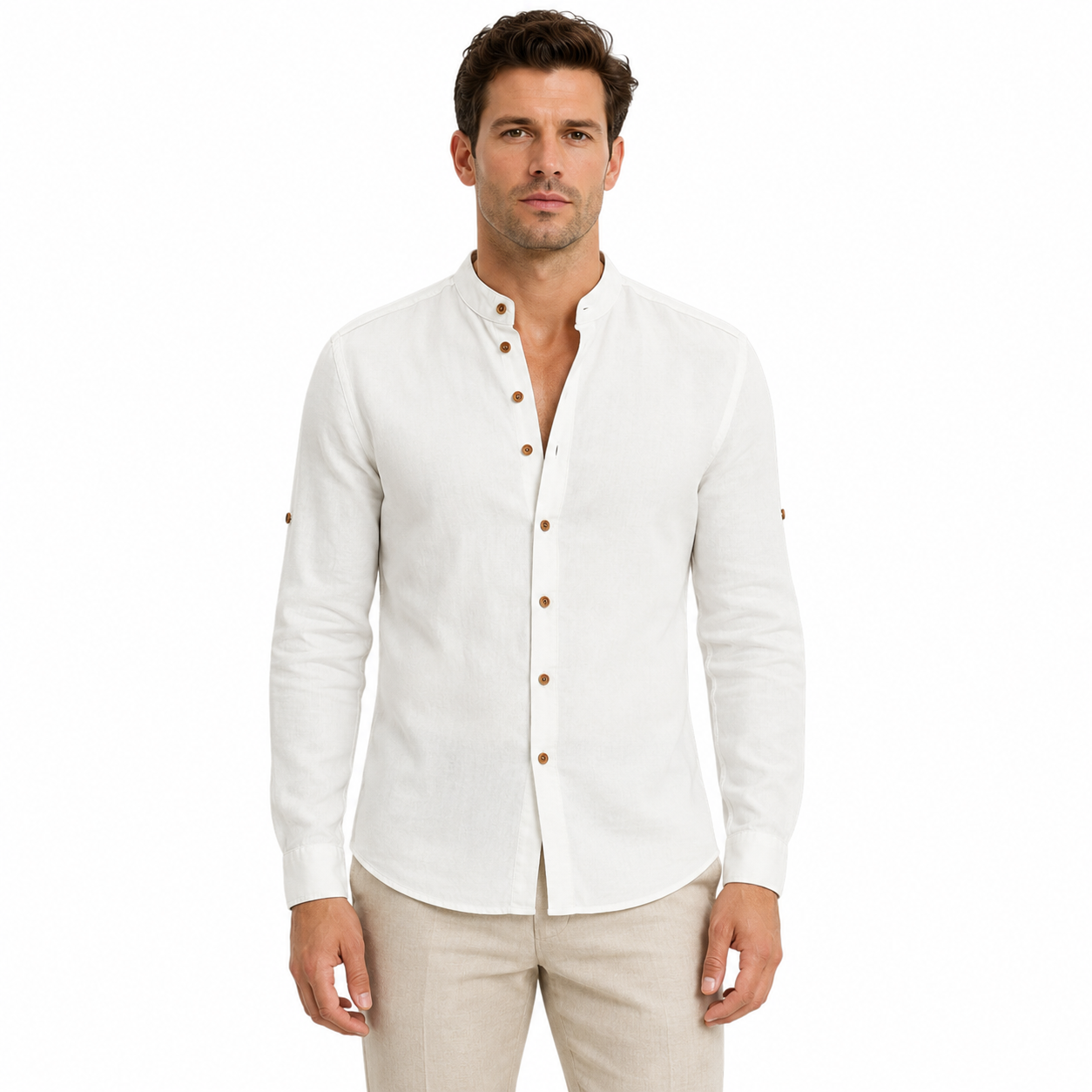 Men's Long Sleeve Stand Collar Shirt