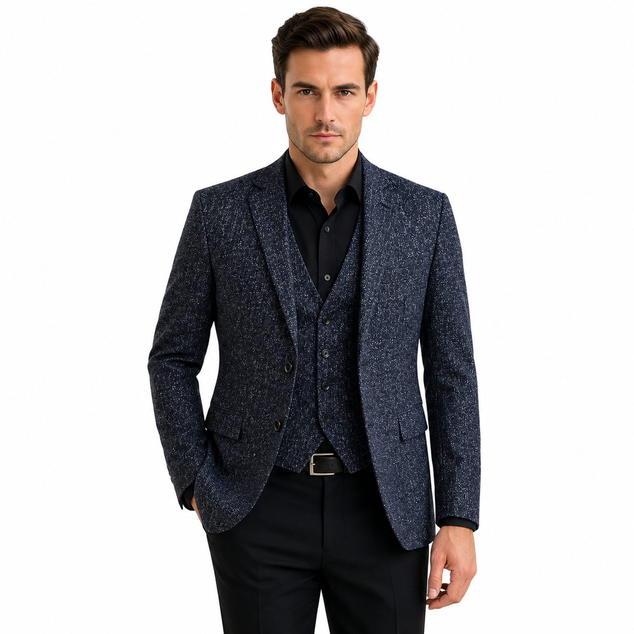 Men's Slim Fit Long Sleeve Blazer for Business Casual Wear
