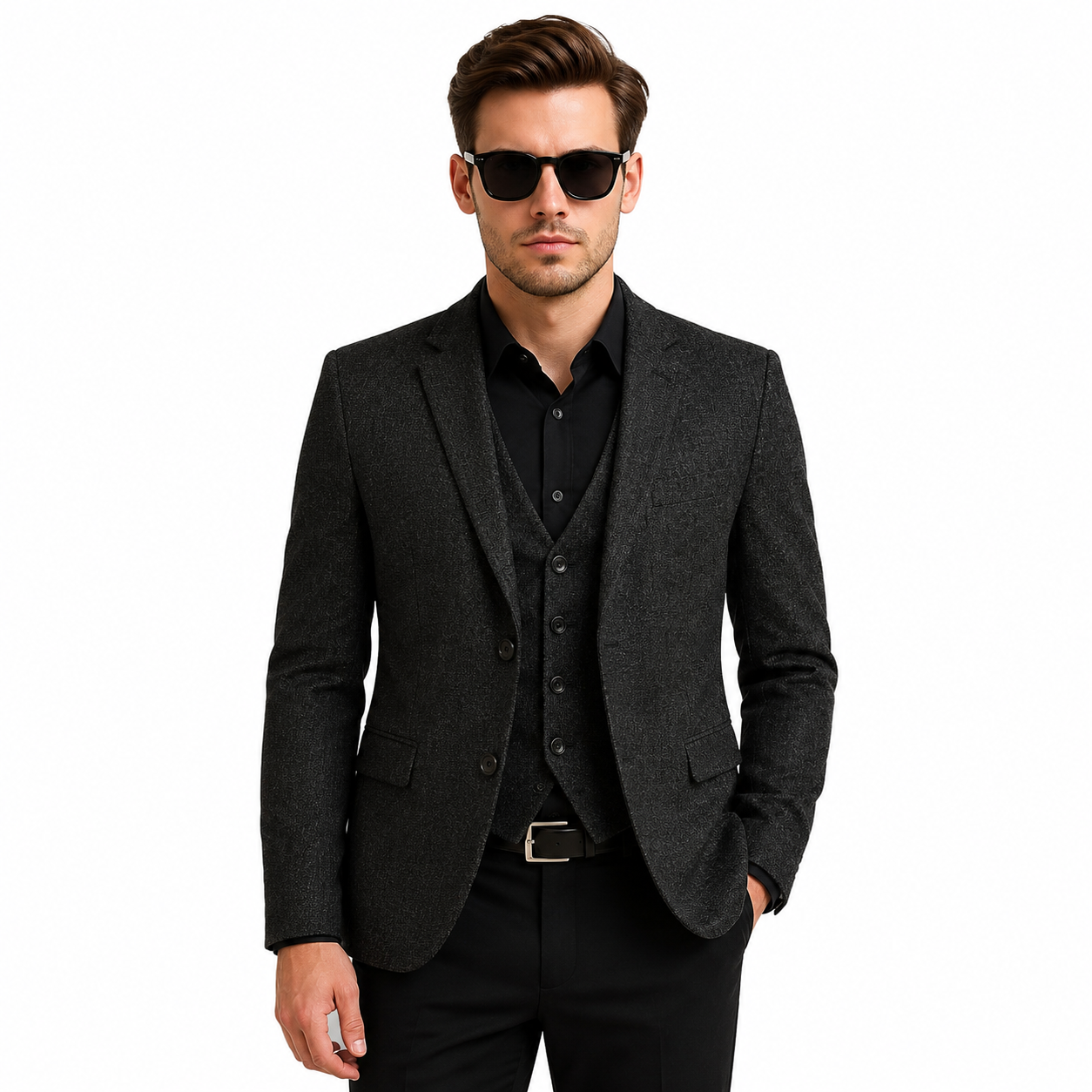 Men's Slim Fit Long Sleeve Blazer for Business Casual Wear