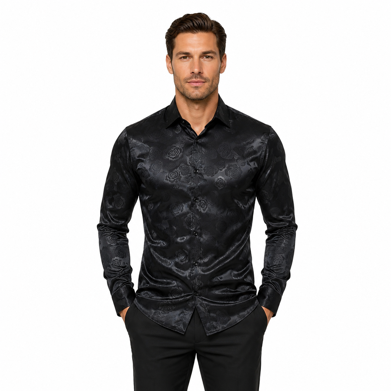 Men's Slim Fit Long Sleeve Evening Shirt