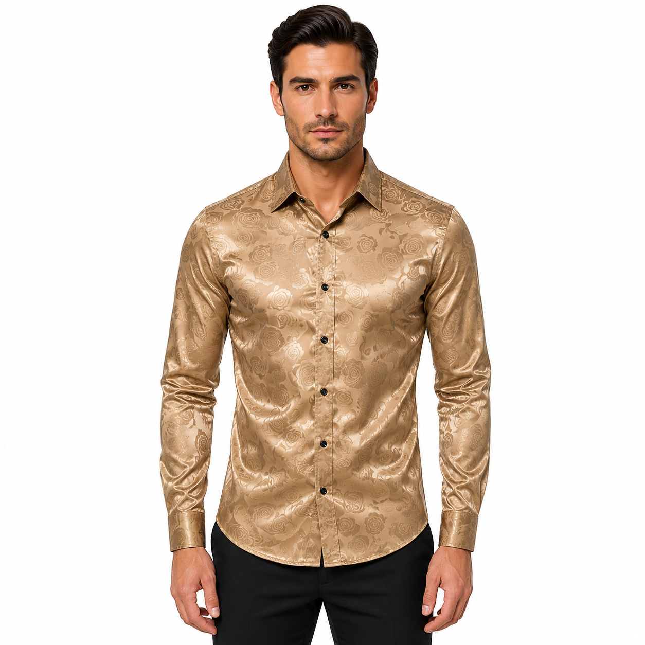 Men's Slim Fit Long Sleeve Evening Shirt