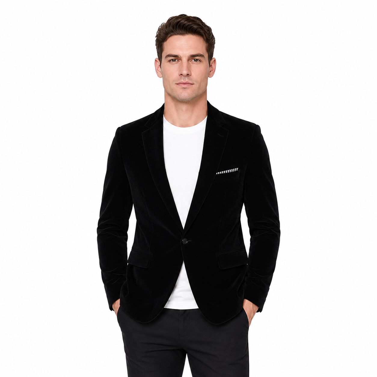 Men's Slim Fit Notched Lapel Formal Blazer Jacket