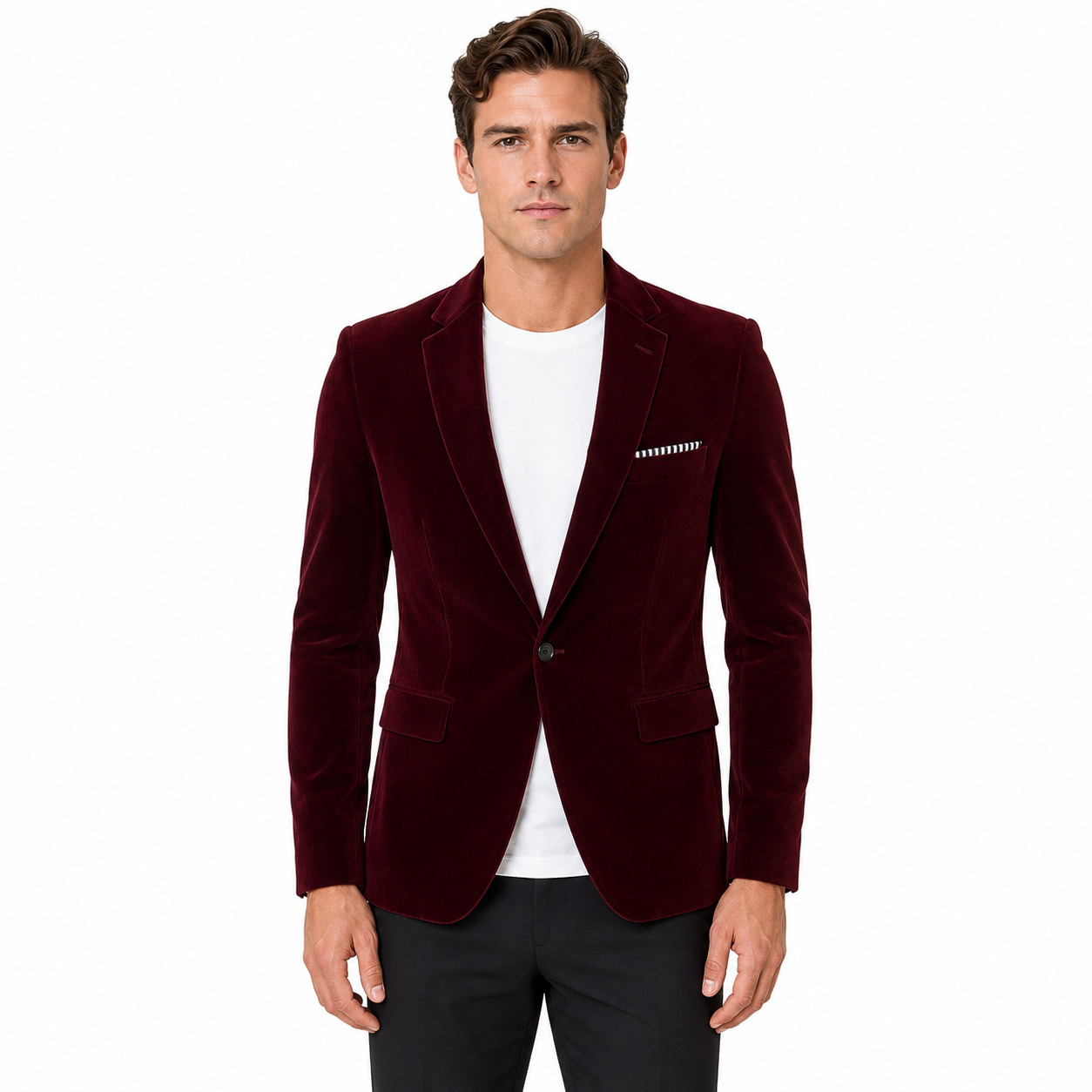 Men's Slim Fit Notched Lapel Formal Blazer Jacket