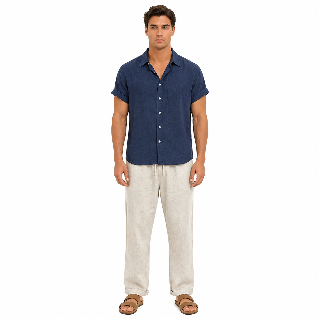 Men's Summer Short Sleeve Shirt and Pants Set