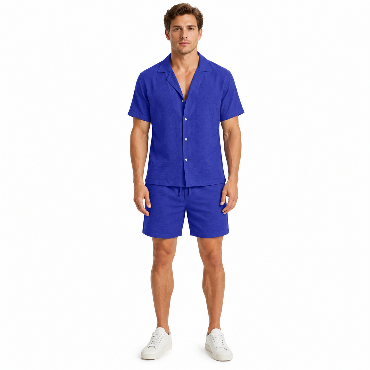 Men's Summer Two-Piece Outfit | Linen Shirt and Shorts