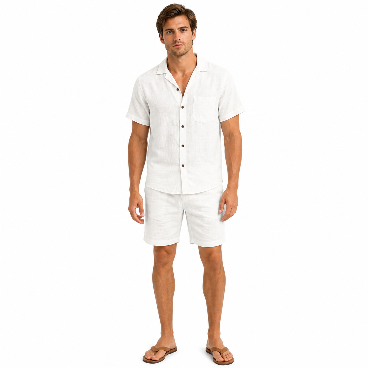 Men's Summer Two-Piece Set: Short Sleeve Shirt and Shorts