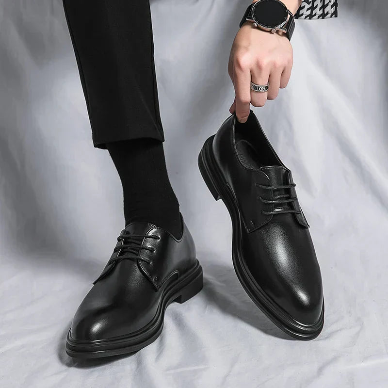 Men's Black Derby Style Wedding Shoes