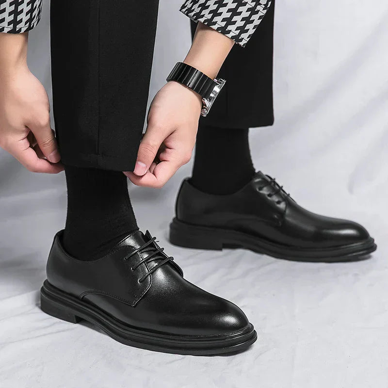 Men's Black Derby Style Wedding Shoes