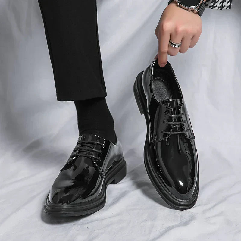 Men's Black Derby Style Wedding Shoes