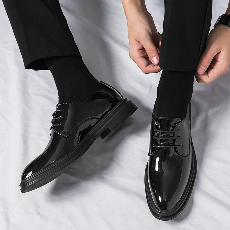Men's Black Derby Style Wedding Shoes