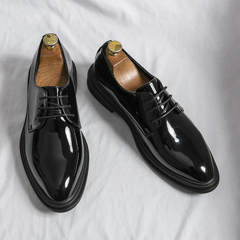 Men's Black Derby Style Wedding Shoes