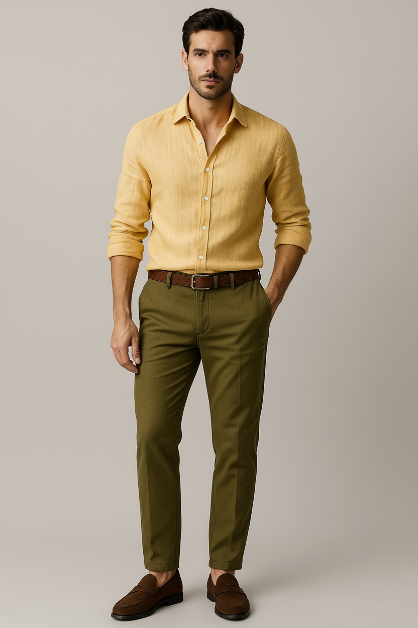 Men's Long Sleeve Casual Button-Down Shirt