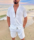 Men's Summer Two-Piece Outfit | Linen Shirt and Shorts