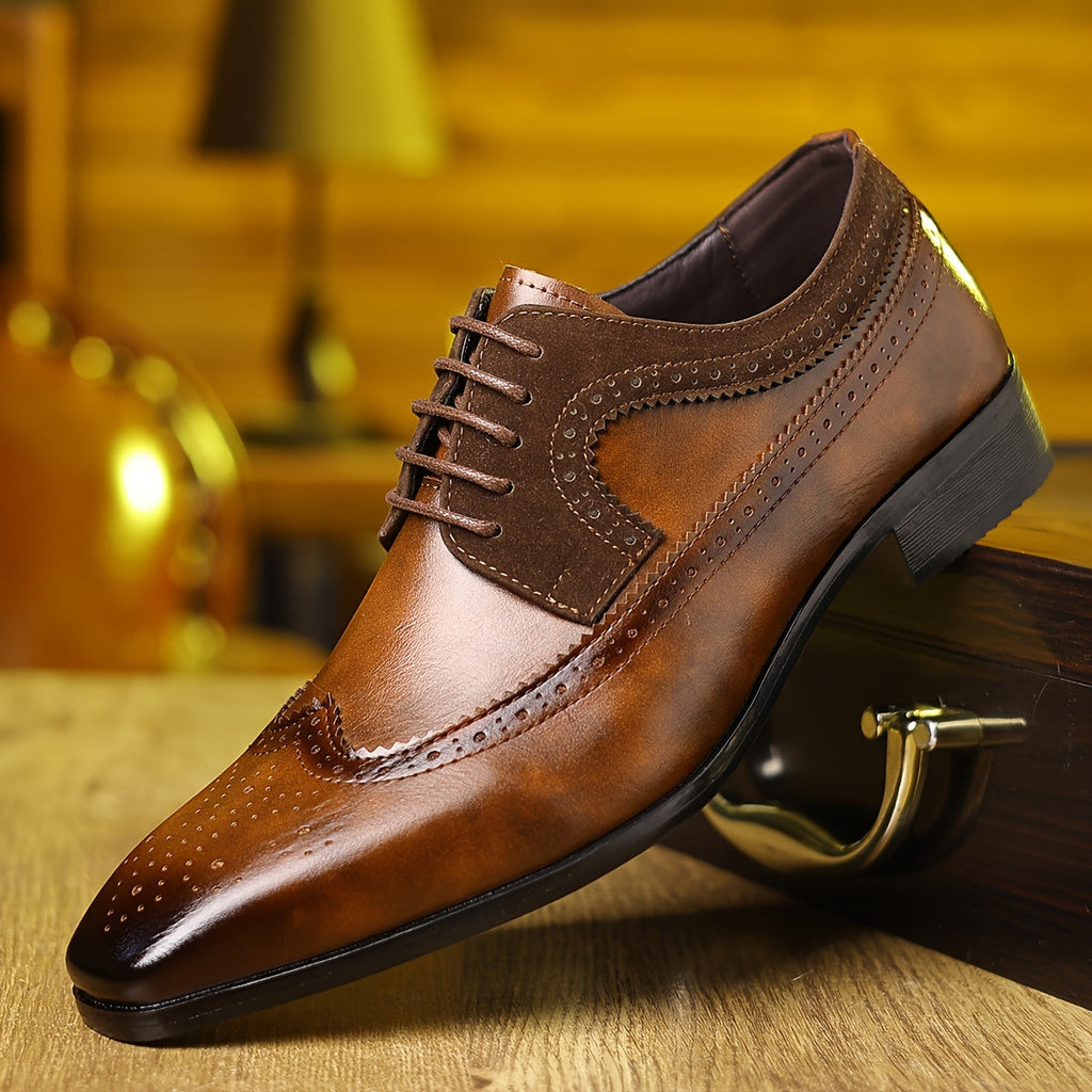 Men's Laced Brogue Wingtip Oxford Shoes