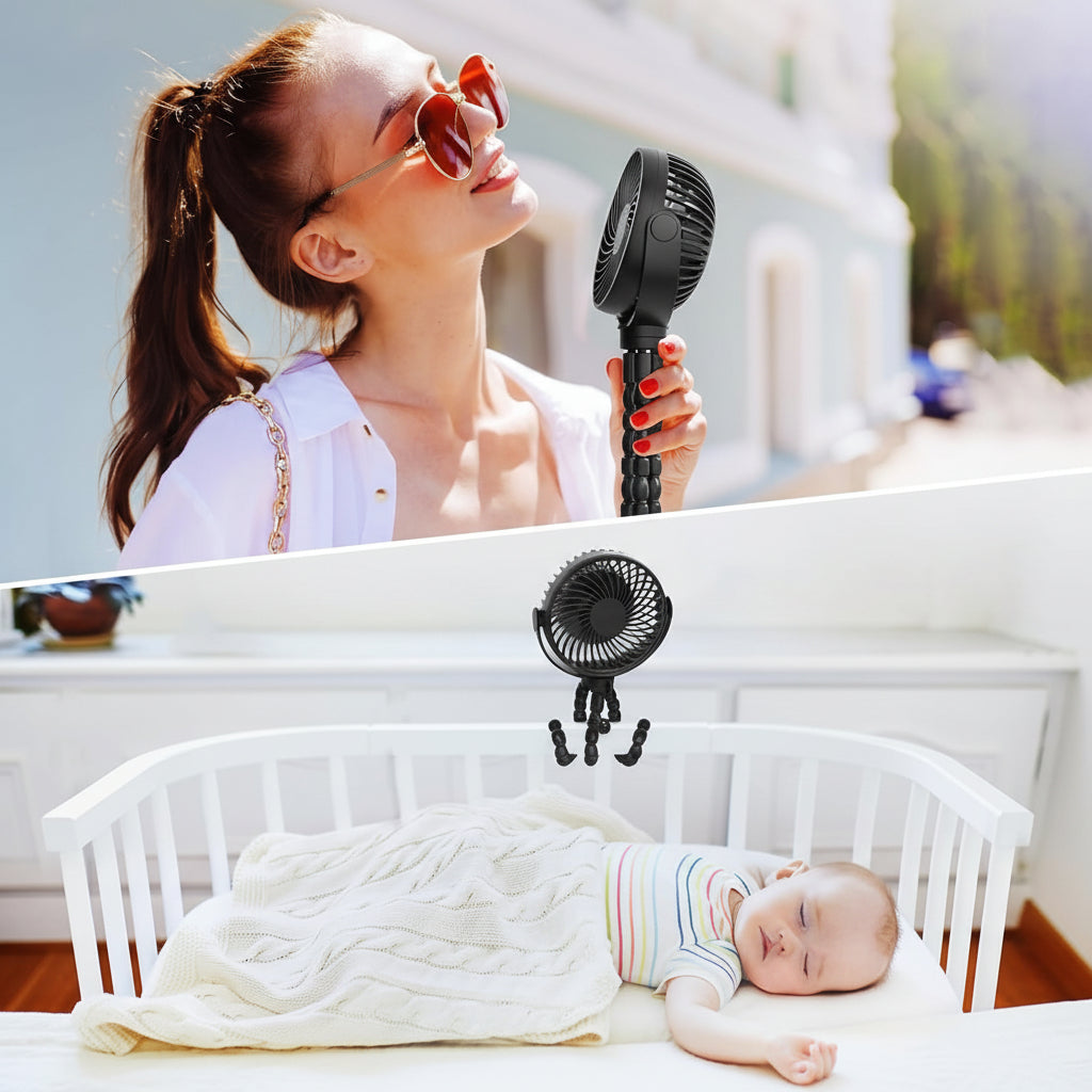 Portable Clip-On Stroller Fan with Battery Operation
