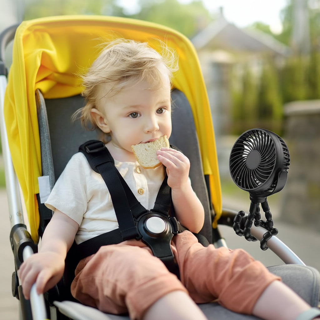 Portable Clip-On Stroller Fan with Battery Operation