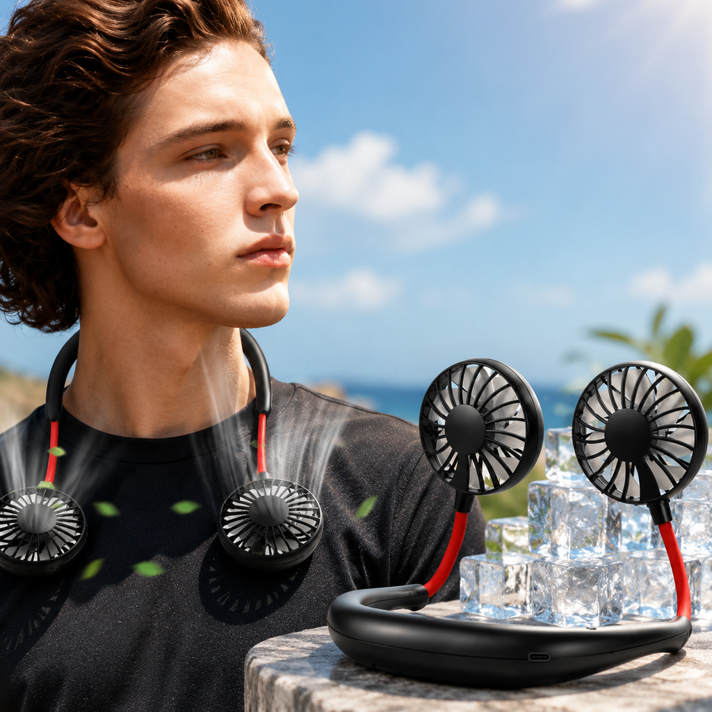 Rechargeable Hands-Free Portable Neck Fan Cooling Device