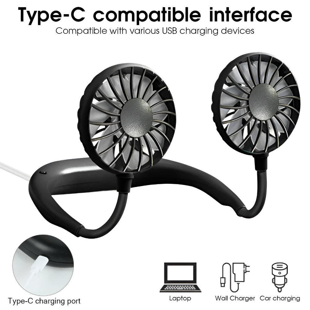 Rechargeable Hands-Free Portable Neck Fan Cooling Device