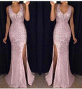 Women's V-Neck Mermaid Evening Gown | with Thigh Split