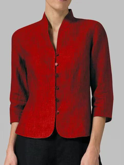 Women's Stand Collar Transitional Jacket with 3/4 Sleeves