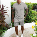 Men's Short Sleeve Quarter-Zip Polo Shirt and Matching Shorts Set | Two-Piece