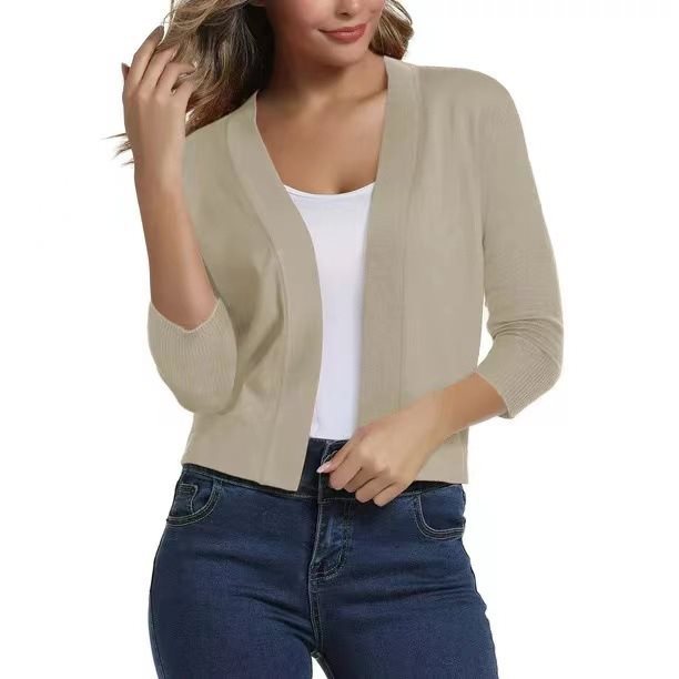Women's Cropped Cardigan Sweater | 3/4 Sleeve