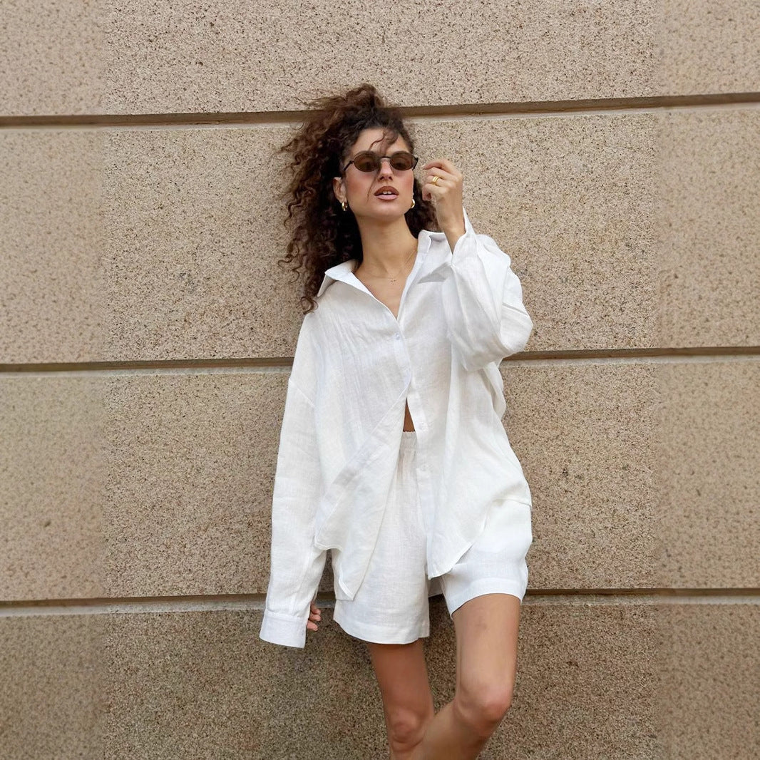 Women’s Summer Oversized Shirt and Shorts Set | Two-Piece