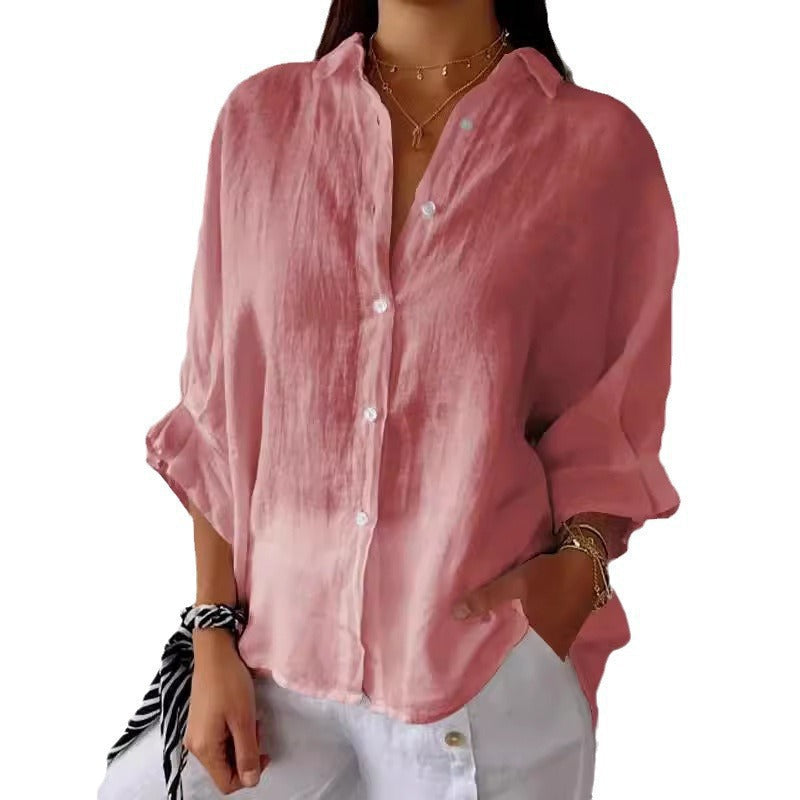 Women's Casual Linen Button-Down Blouse | Loose Fit