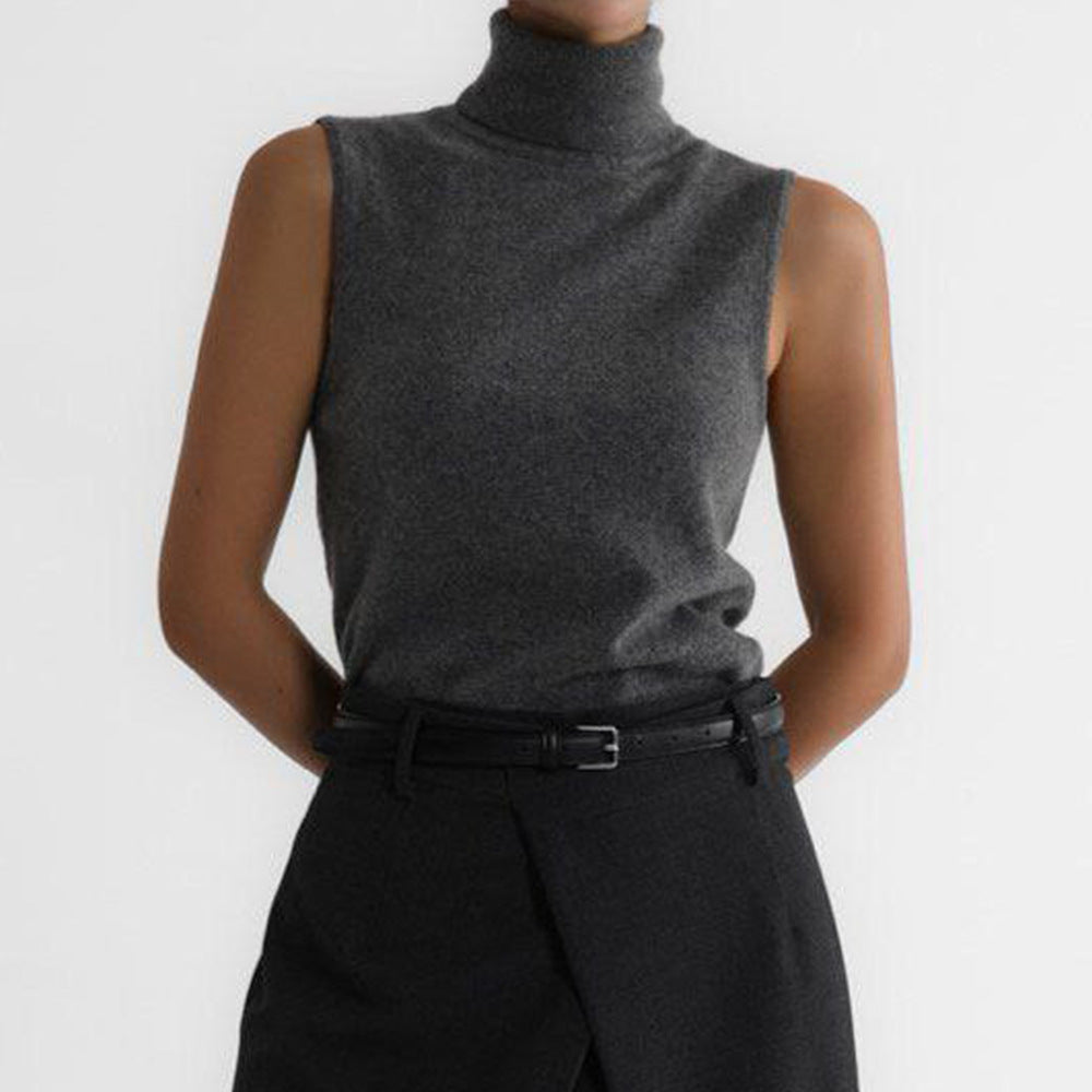 Women's Sleeveless Turtleneck Sweater | Winter Layering