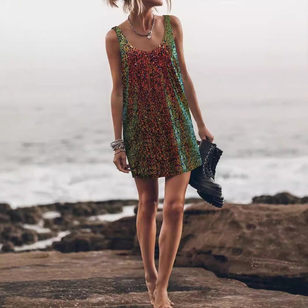 Women's Glitter Party Tank Dress | Mini