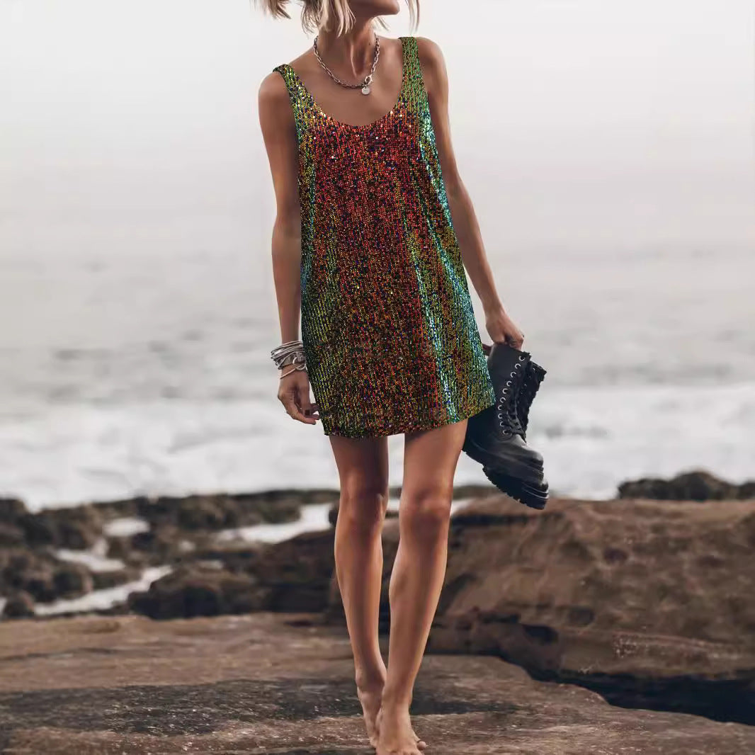 Women's Glitter Party Tank Dress | Mini