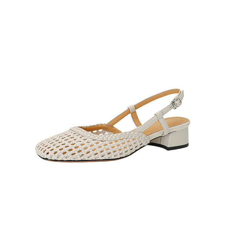 Women’s Low Block Heel Slingback Sandals | Square Toe