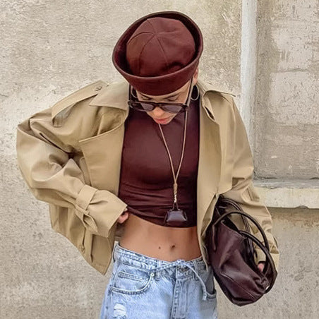 Double Breasted Collar Trench Coat Coat Casual Jacket