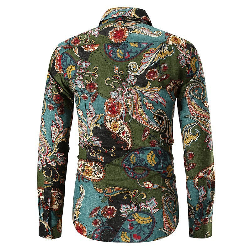 Men’s Vintage Paisley Button-Down Shirt | Long Sleeve