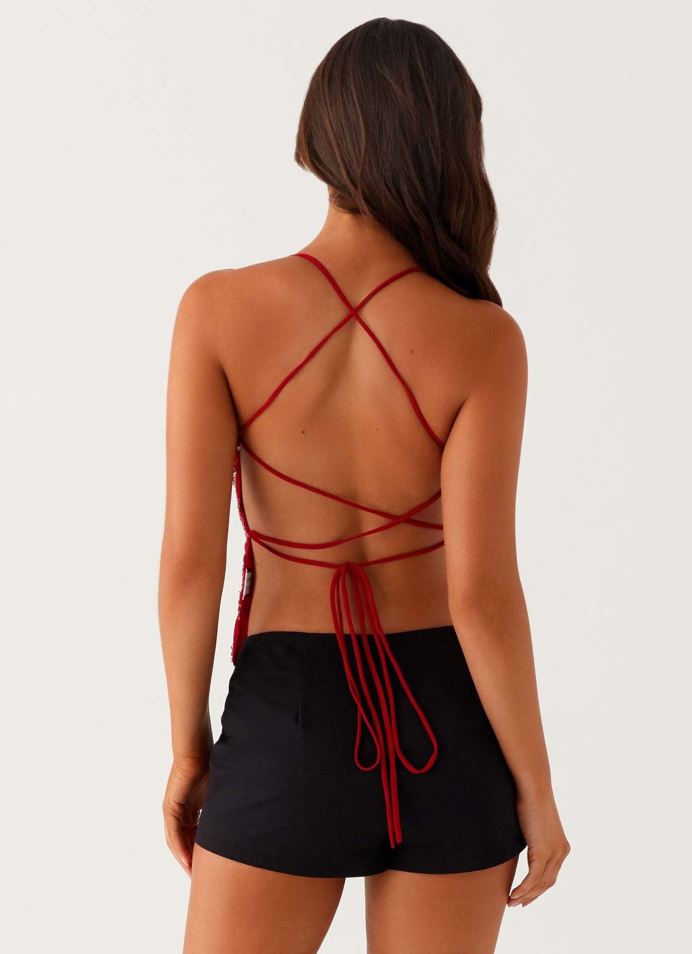 Floral Lace Cami Top with Spaghetti Straps for Women - Nadia