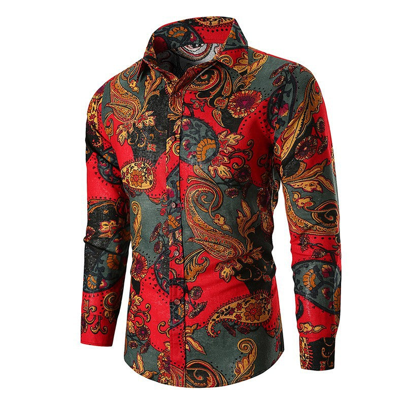 Men’s Vintage Paisley Button-Down Shirt | Long Sleeve