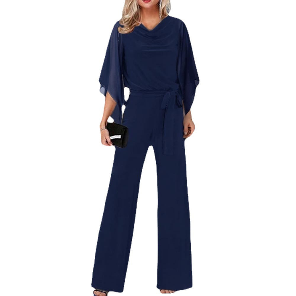 Women's Formal Wide Leg Jumpsuit | with Tie Waist