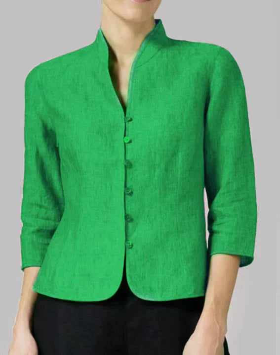 Women's Stand Collar Transitional Jacket with 3/4 Sleeves