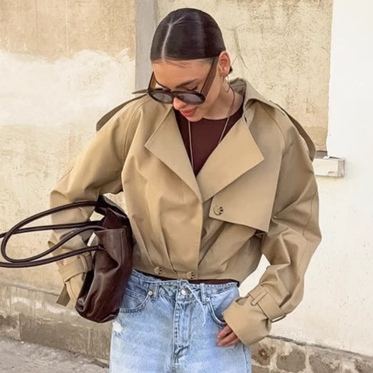 Double Breasted Collar Trench Coat Coat Casual Jacket