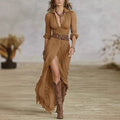 Women's Western Cowgirl Maxi Shirt Dress | Long Sleeve