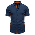 Men's Slim Fit Short Sleeve Button Down Shirt | with Contrast Color Trim