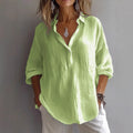 Women's Casual Loose Fit V-Neck Blouse | Long Sleeve