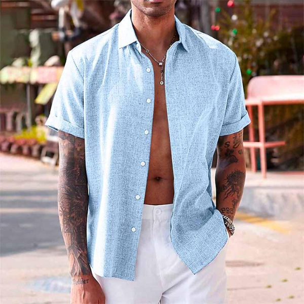Men's Summer Short Sleeve Linen Shirt