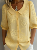 Women's Button-Down Floral Blouse | Half Sleeve