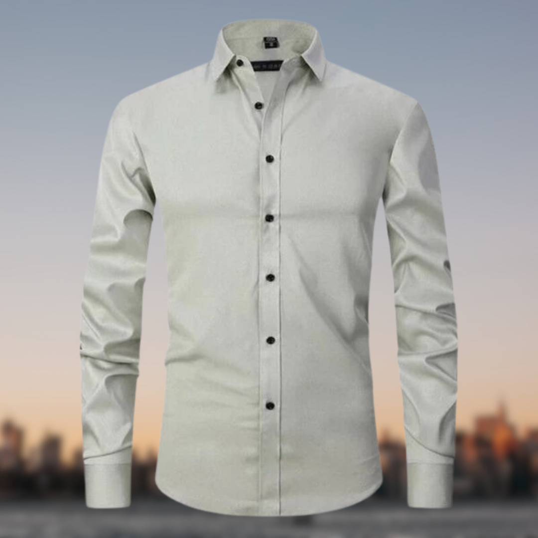 Men's Long Sleeve Formal Shirt with Button Placket