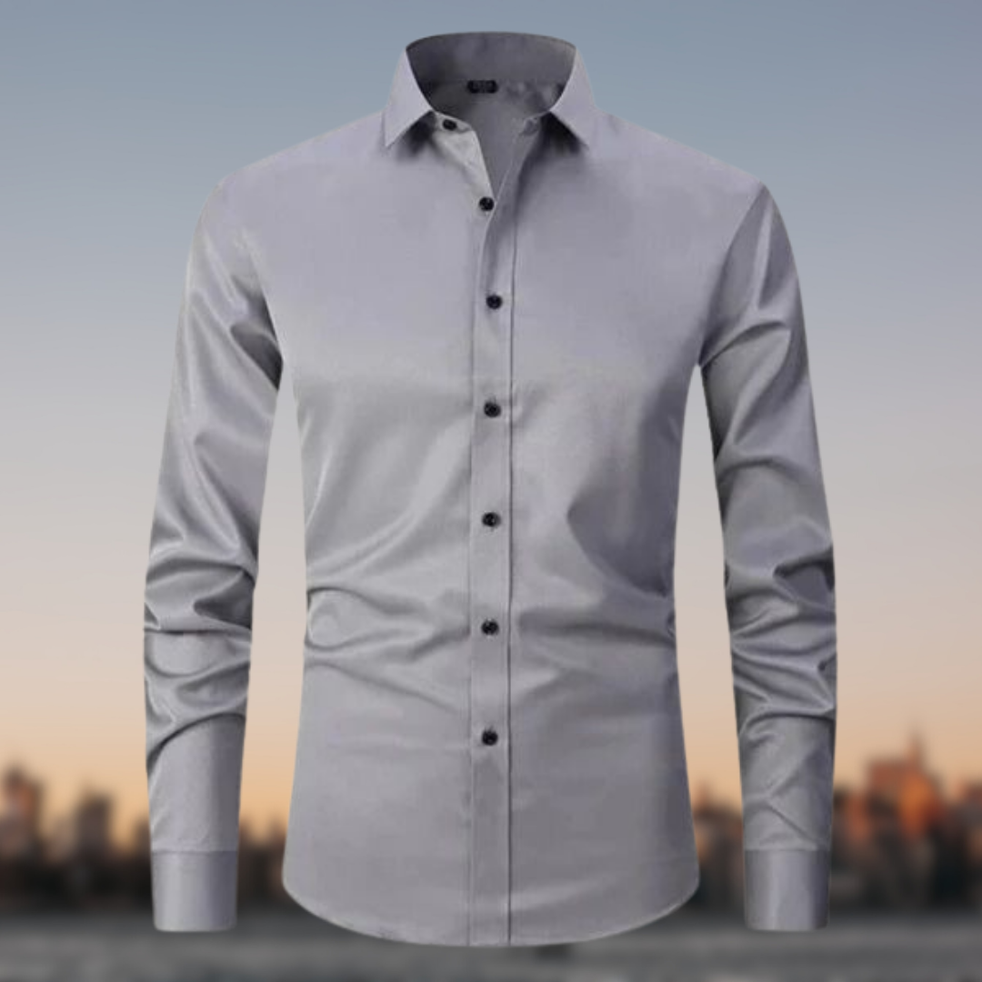 Men's Long Sleeve Formal Shirt with Button Placket