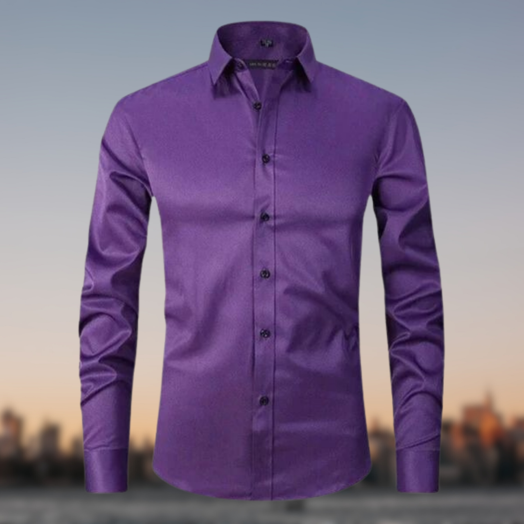 Men's Long Sleeve Formal Shirt with Button Placket