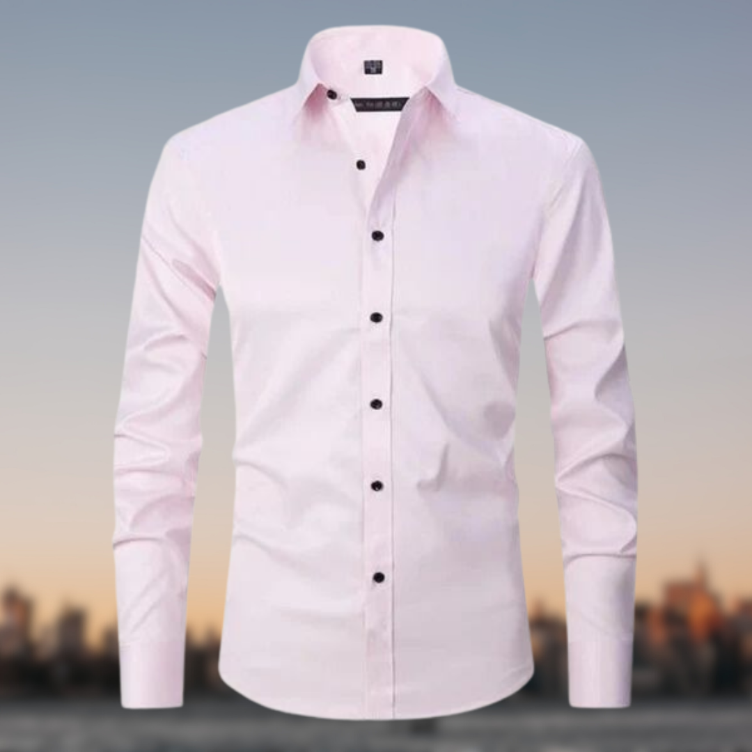 Men's Long Sleeve Formal Shirt with Button Placket